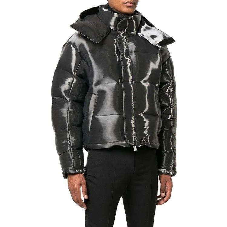 High Quality Custom Men Cropped Puffer Jacket Outdoor Winter Windbreaker Liquid Metal Down Jacket Men