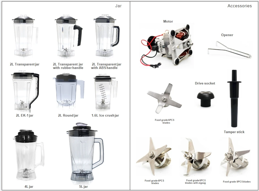 blender spare parts 2L  cup plastic jar juice blender candle jars