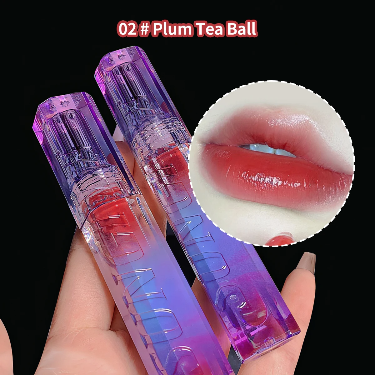 HELLO STYLE Manufacturer Dreamy Purple Glass Shimmering Mirror Lip Gloss Non Stick Cup Whitening Lipstick