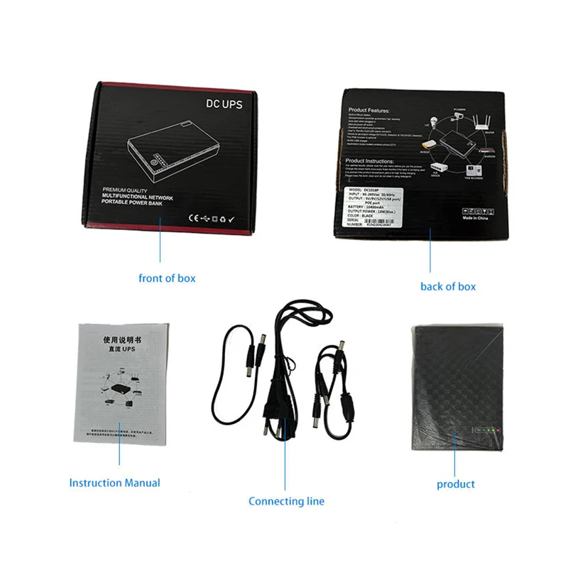 Mini DC UPS power bank for Wifi Router Lithium battery 3.7v UPS 8800mah/10400mah DC Ups Poe Output 9v 12v 24v 5v