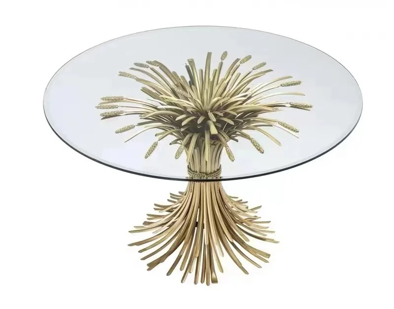Italian minimalist stainless steel coffee table modern  wheat round metal art glass coffee table  Somerset dining table