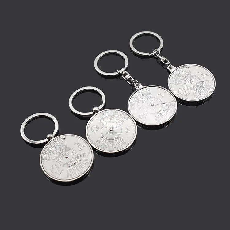 Hot Sell Mini 50 Years Perpetual Calendar Metal Keychain Unique Design Metal Keychains for Car