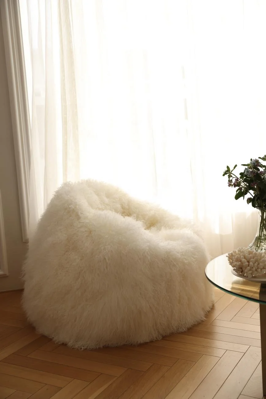 2023 New Arrival Living Room Modern mongolian sheepskin chair