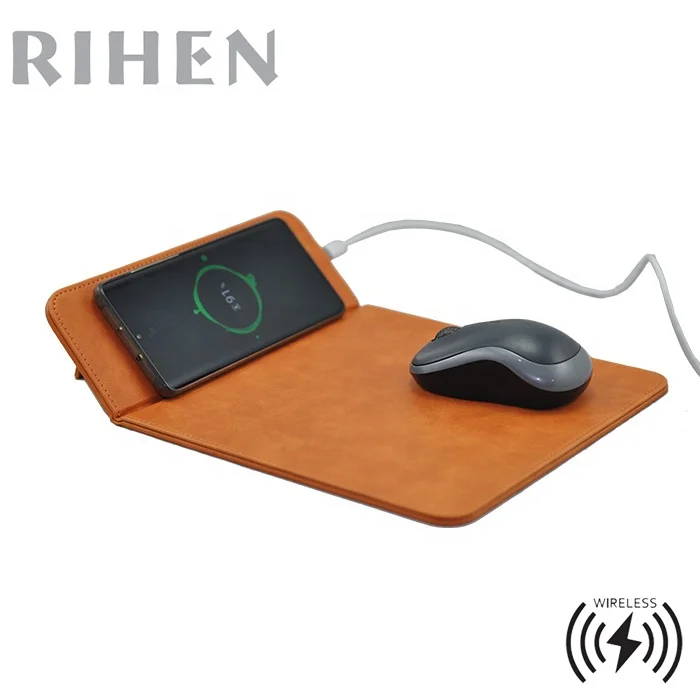 Qi Standard Wireless Charger Mouse pad with Bracket for Mobile Phone