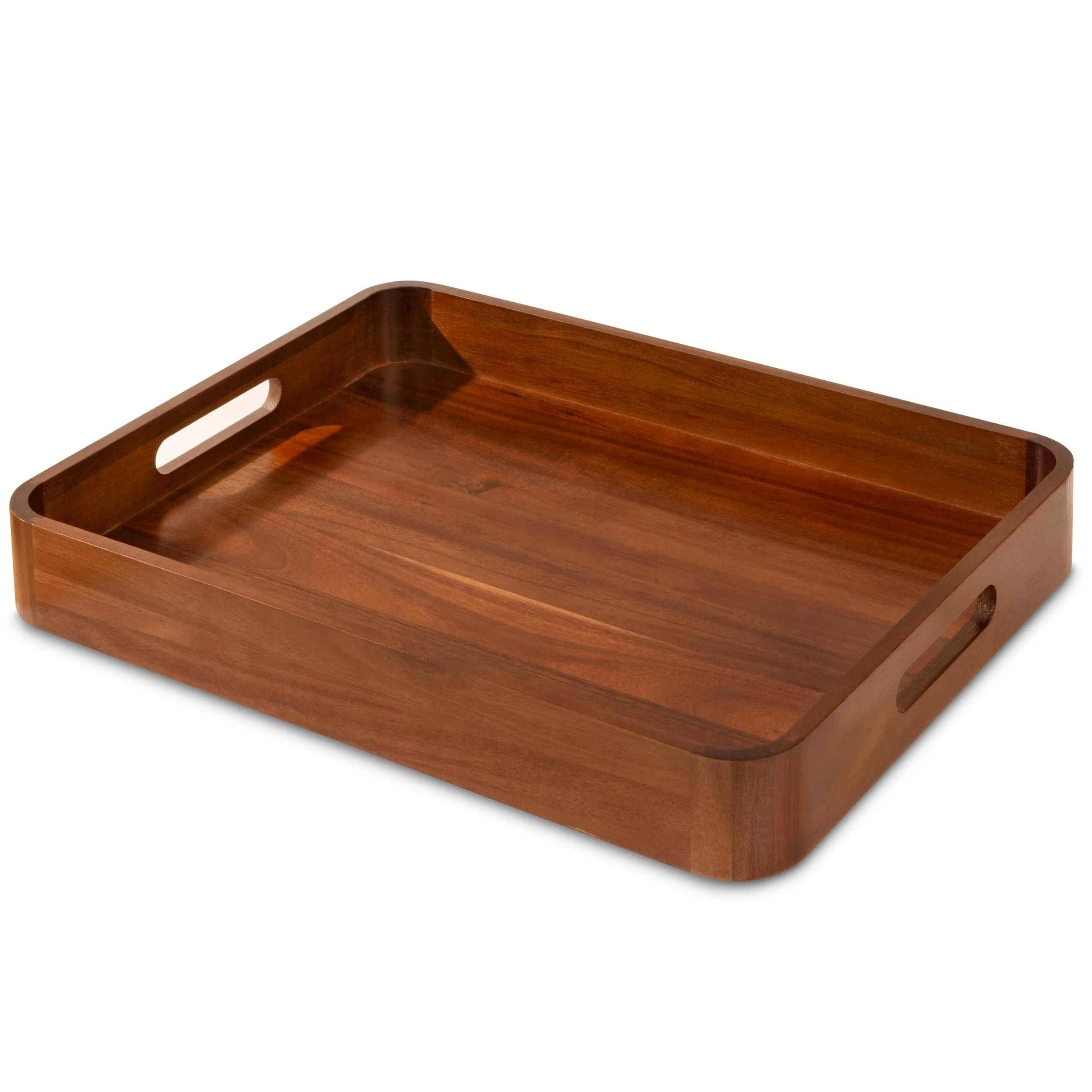 Wholesale custom specifications Vintage Design Home Service Acacia Wood trays Wooden service trays with handles