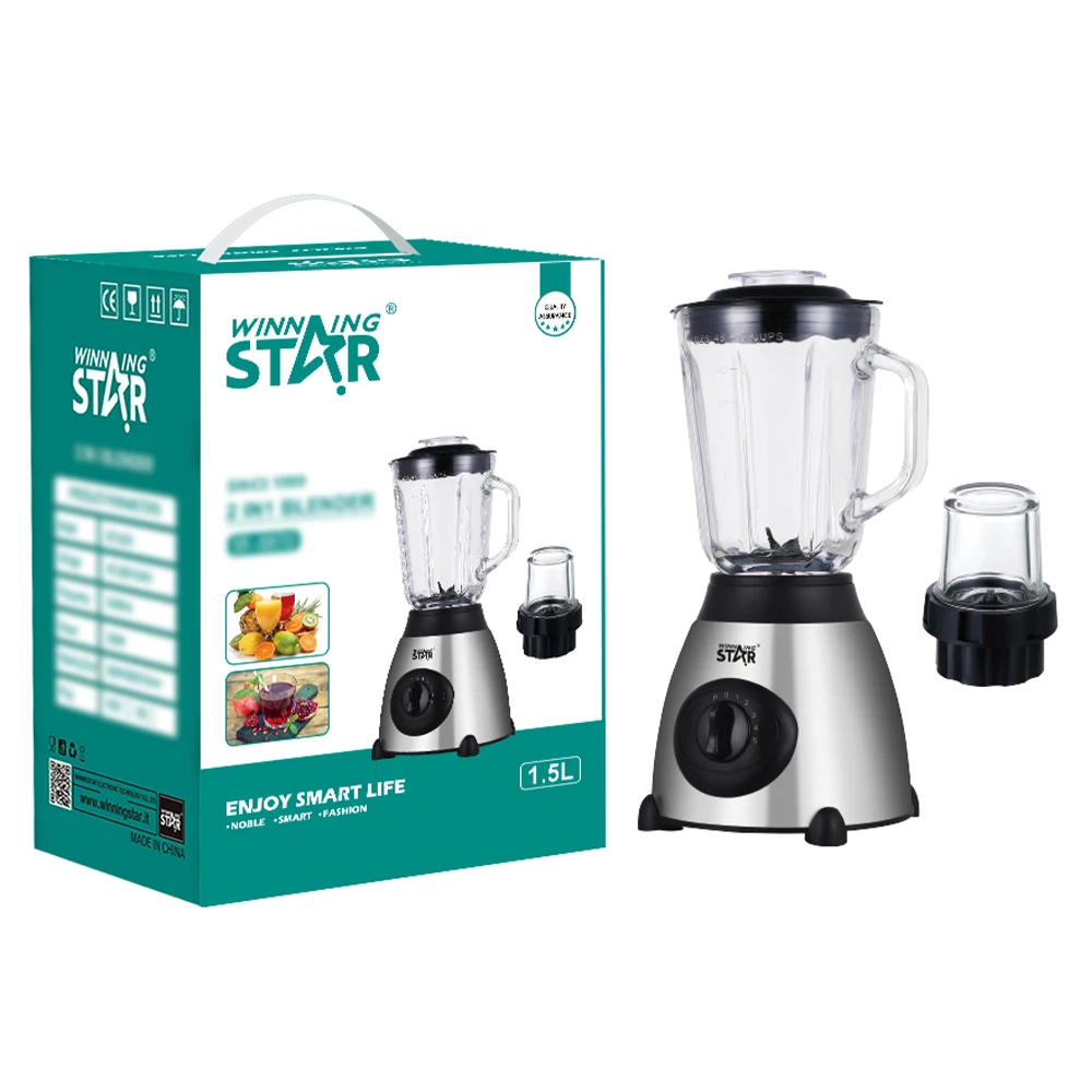 WINNING STAR 350W 1.5L 8 Leaf Blade/2  Leaf Blade Juicer ST-5572 Glass Cup 2 In 1 ELECTRIC Multi-Functional Blender with BS Plug