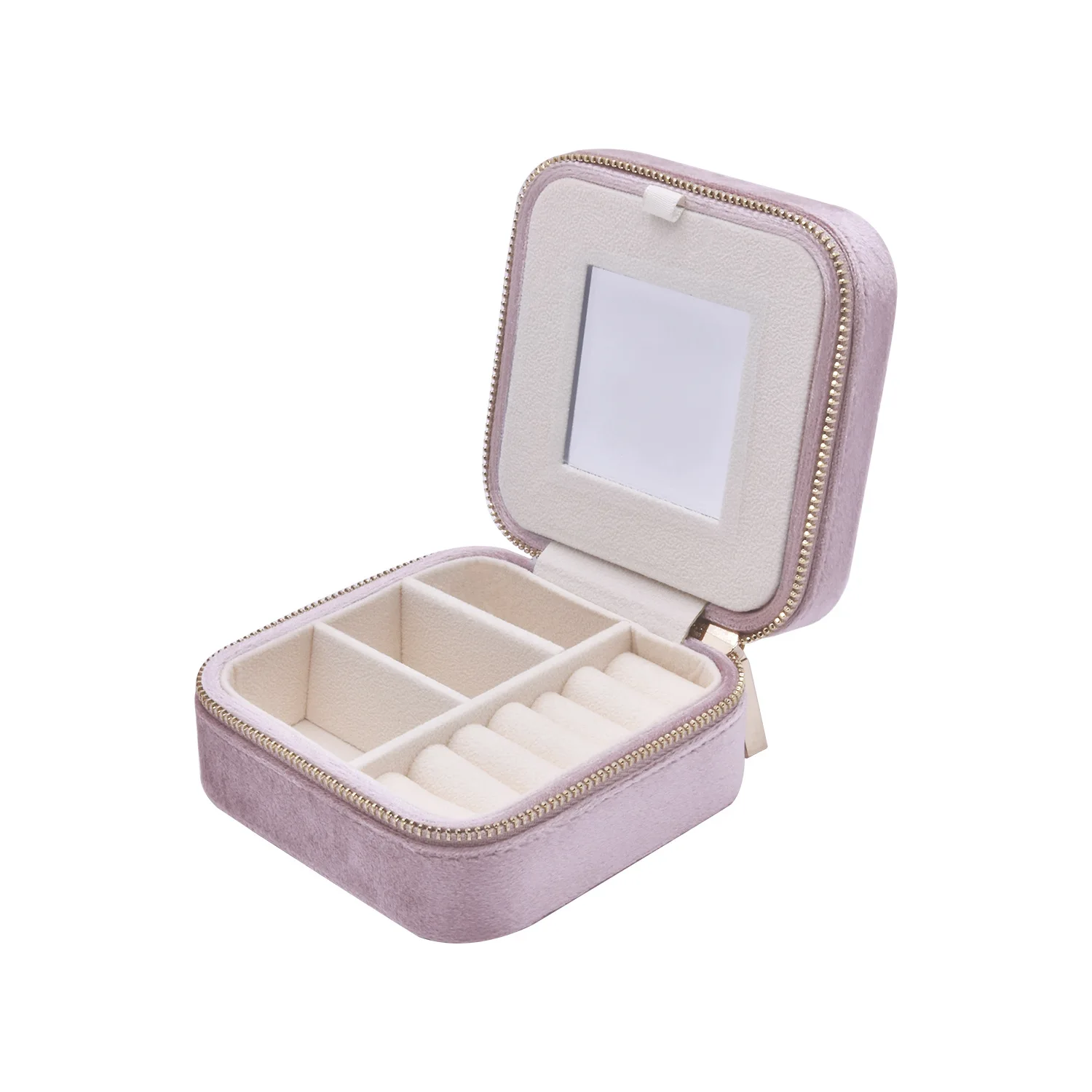 Velvert Jewelry Storage Box for Ring Jewelry  Storage Case with Mirror