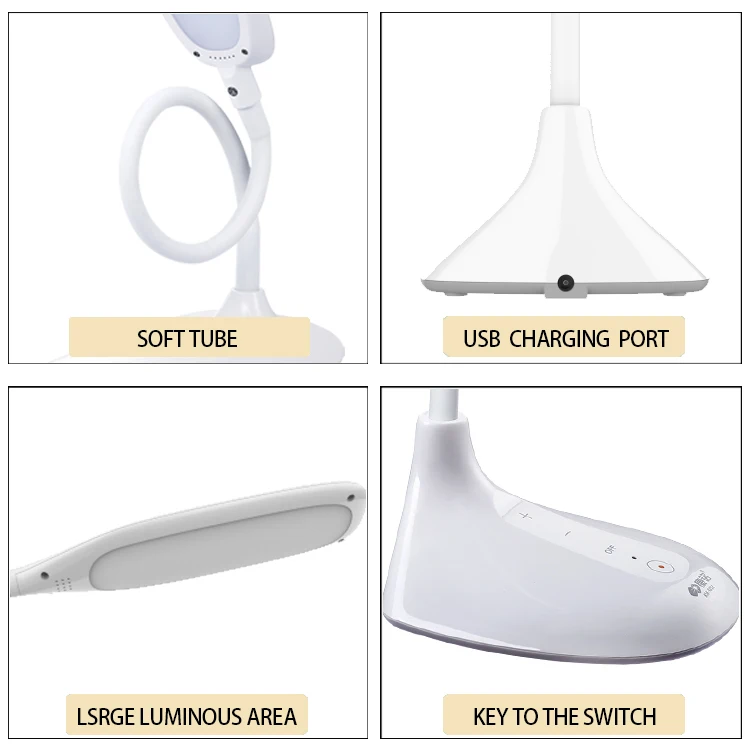 Cordless LED lamp Rechargeable dimmable reading suitable for office USB charging