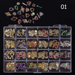 24 Styles/Set Christmas Alloy Nail Crystal Gems 3D Accessories Jewelry Artificial Nail Art Decoration Nail Diamond Rhinestone