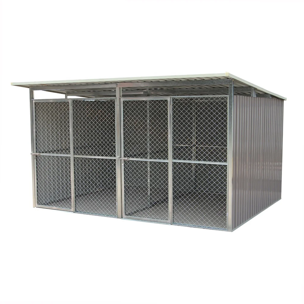 DIY Large Kennel Galvanized Wire Shelter Double Room Dog Crate Dog Cage