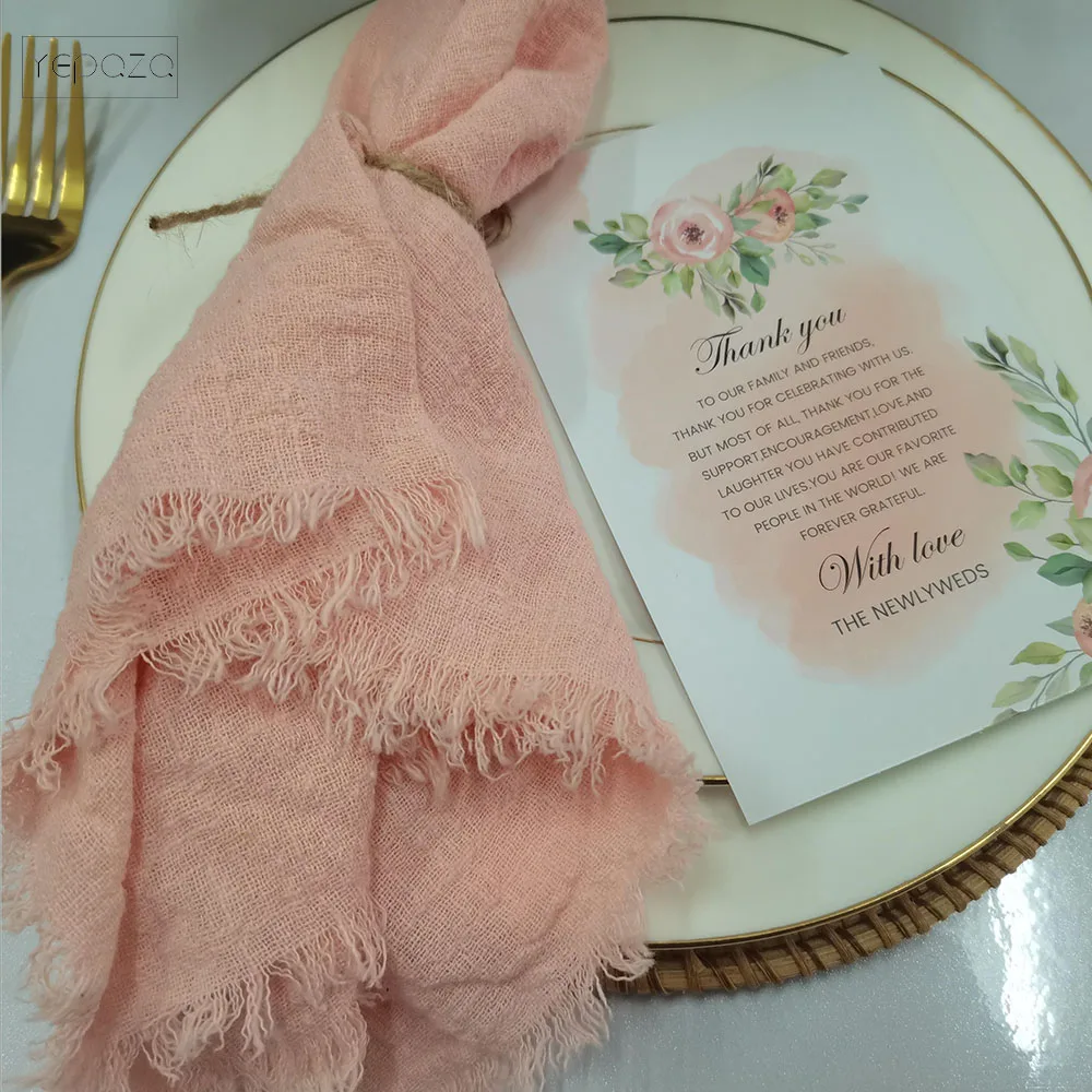 Blue peach gauze cotton cheesecloth table napkins