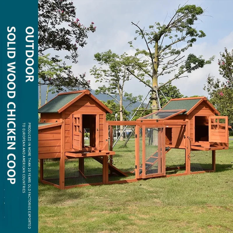 chicken coop poultry shed pigeon and rabbit cage home use outdoor wooden breeding house with wooden tray.