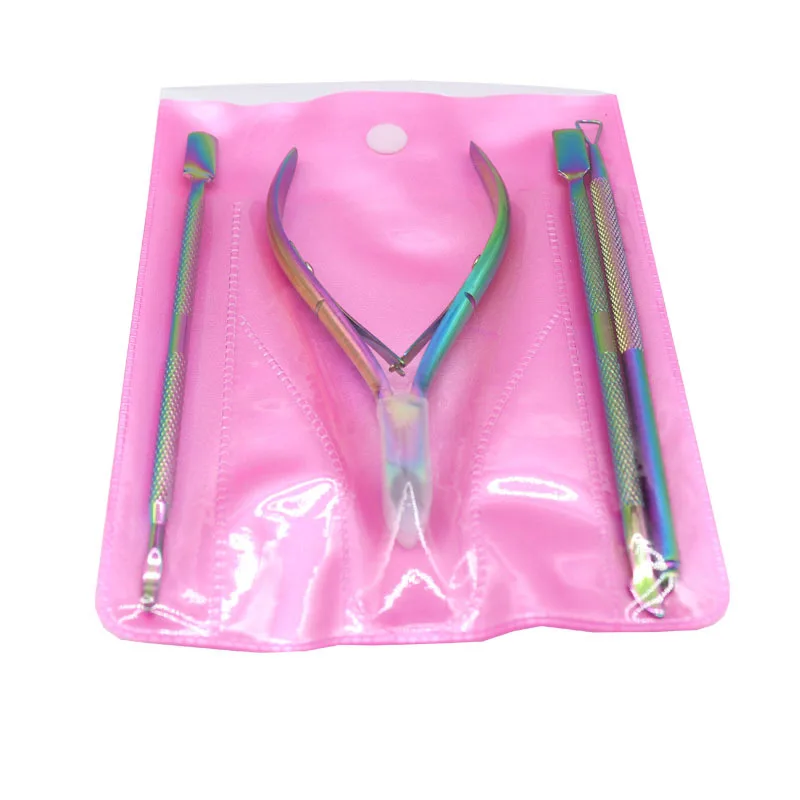 K727 Cuticle Scissor Nail Cuticle Pusher Tweezer Colorful Cutter Nipper Clipper Dead Skin Remover Manicure Nail Art Tool