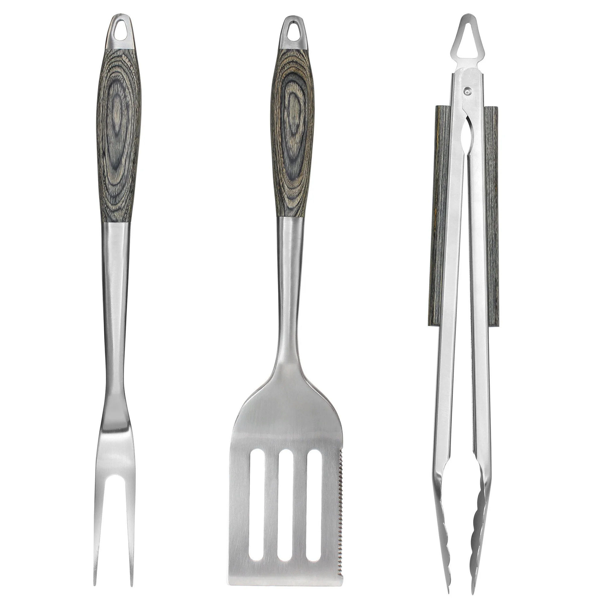 3pcs high quality pakka wood handle stainless steel bbq tools set grill set