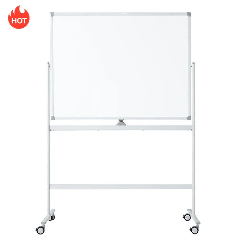 Double sided dry erase mobile mobile whiteboard stand with wheels