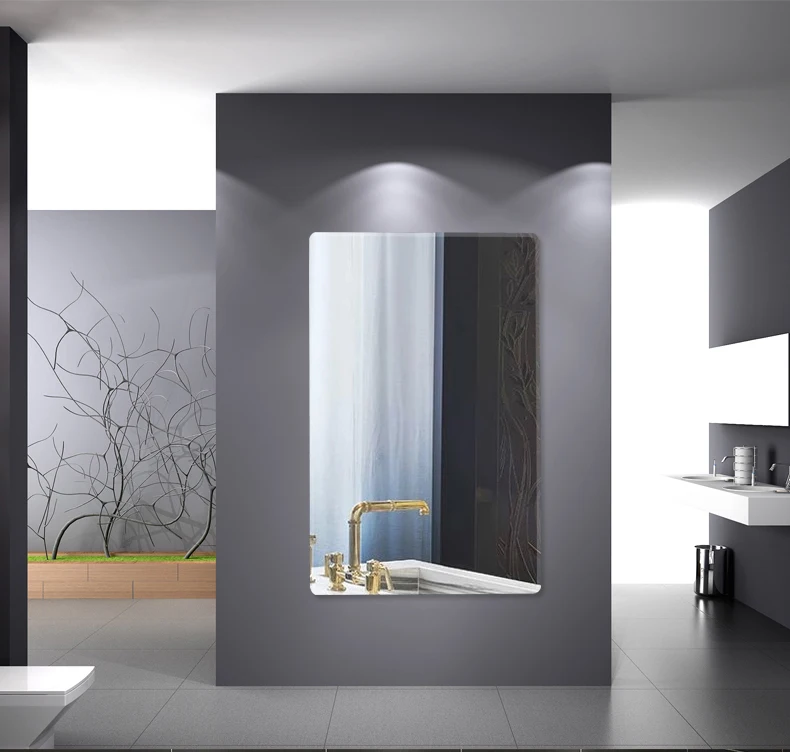 
Wall mounted rectangle HD self-adhesive mirror for bathroom wholesale stock high quality decorative silver mirrors 