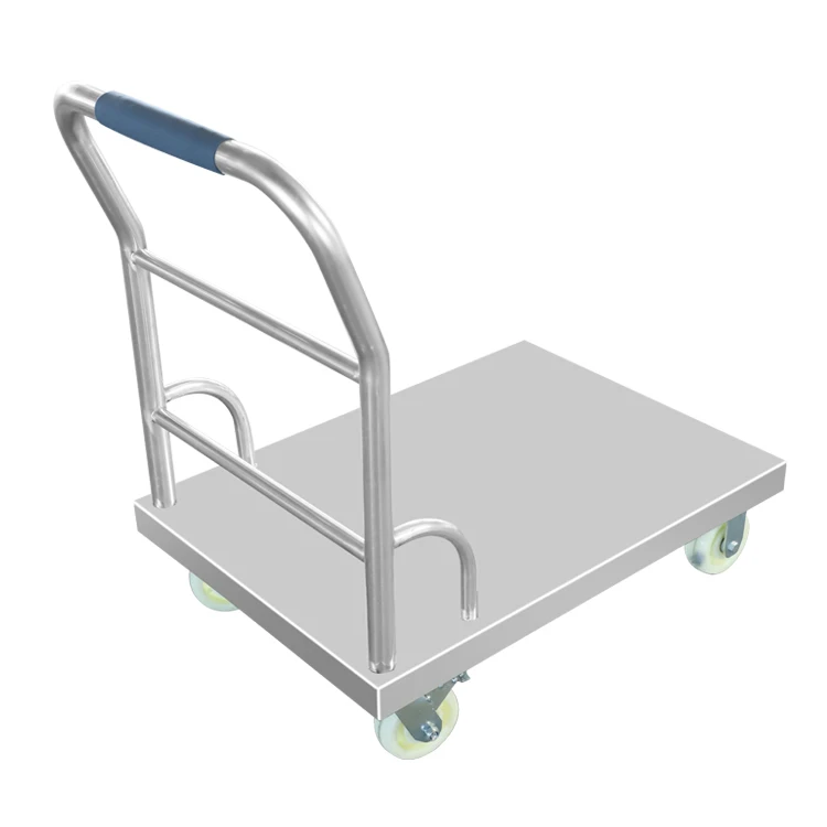 Stainless steel flatbed trolleys hotel restaurant warehouse transport trolleys