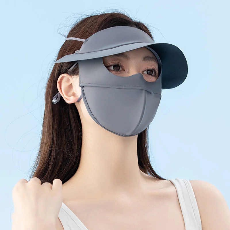 Outdoor girls full face mask women uv protect visor hat mask sun block summer anti sun face mask