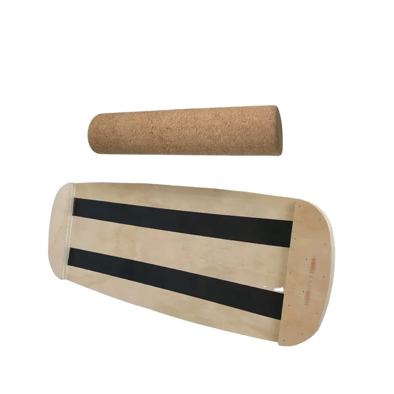 
FITUS New Design Wooden Balance Board With Cork Surface and Solid Cork Roller 