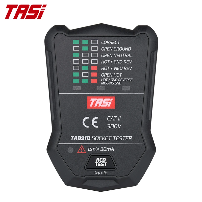 TASI TA891D 175V ~ 250V тестер напряжения со светодиодным индикатором УЗО штепсельная вилка британского стандарта Великобритании прибор для проверки