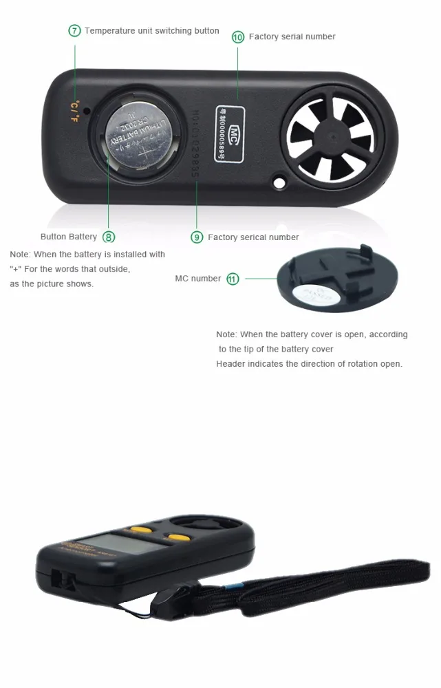Air Flow Meter Mini Design Temperature Wind Speed Air Meter Anemometer