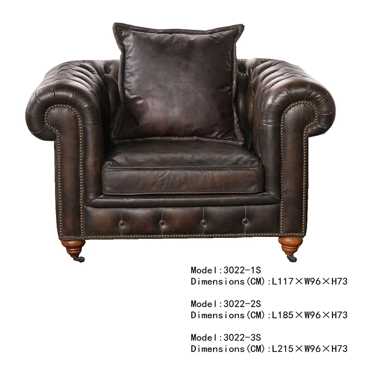  Ретро мексиканский коричневый кожаный диван Chesterfield кожаная