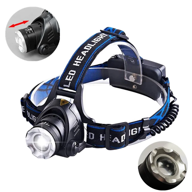 High Power 1000lumens 10W T6  Led Headlamp Zoom Adjustable USB Recharge Powerful Led Headlights 18650 Battery