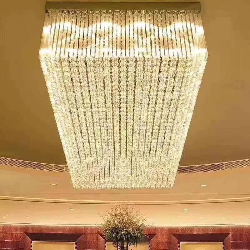 Modern Crystal Chandelier Large Luxury Gold big Led high ceiling chandeliers pendants