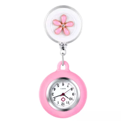 Silicon  Nurse Watch for Nurses Doctors, Clip-on Hanging Lapel Nurse Watch Silicone Cover Brooch Fob Pocket Watch Reel Ret