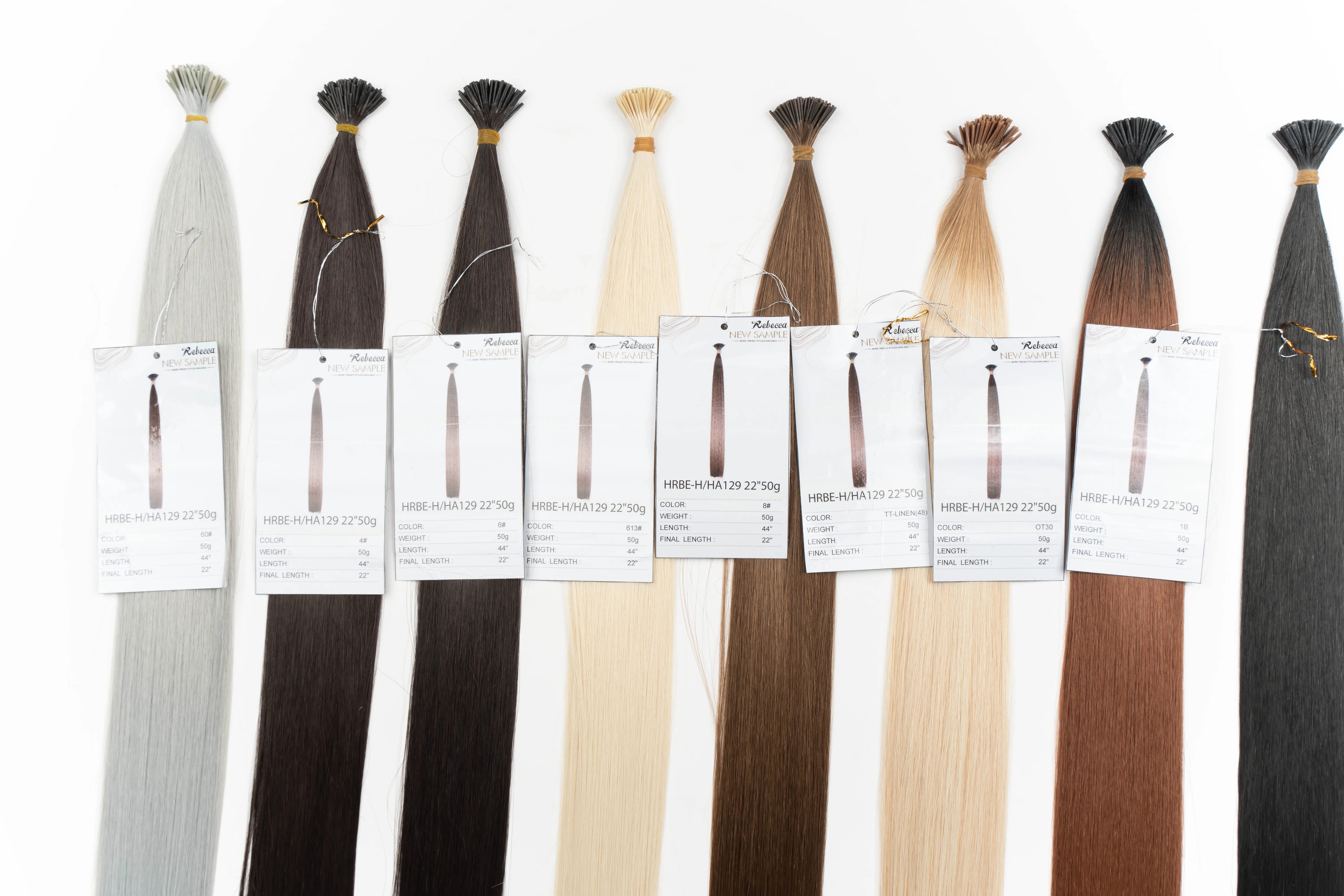 22 inch 50g black brown Pre-Bonded Bone straight silk high temperature fiber with closure I-Tip Stick synthetic Hair Extension