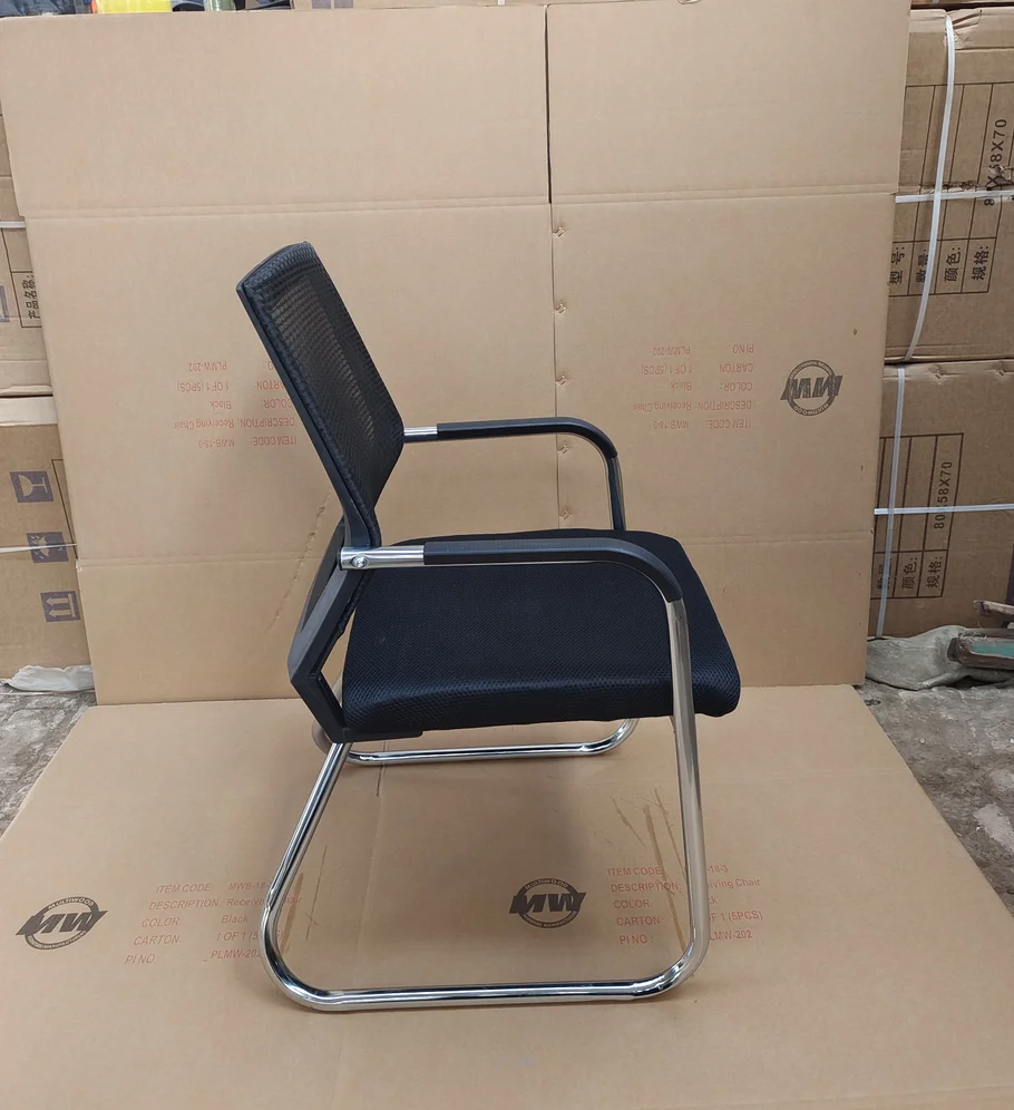 Spot Goods in Stock Wholesale Mesh Fabric Meeting Conference Office Chair Without Wheels Visitor Customer Reception