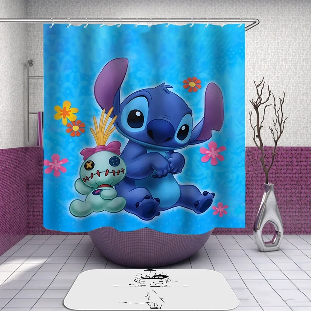Cartoon cortinas Lilo and Stitch designers brand fashion polyester kids 3d bathroom curtains waterproof custom shower curtain