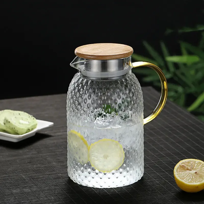 1L 1.2L 1.5L 2L large capacity high borosilicate glass pitcher drinking water jug