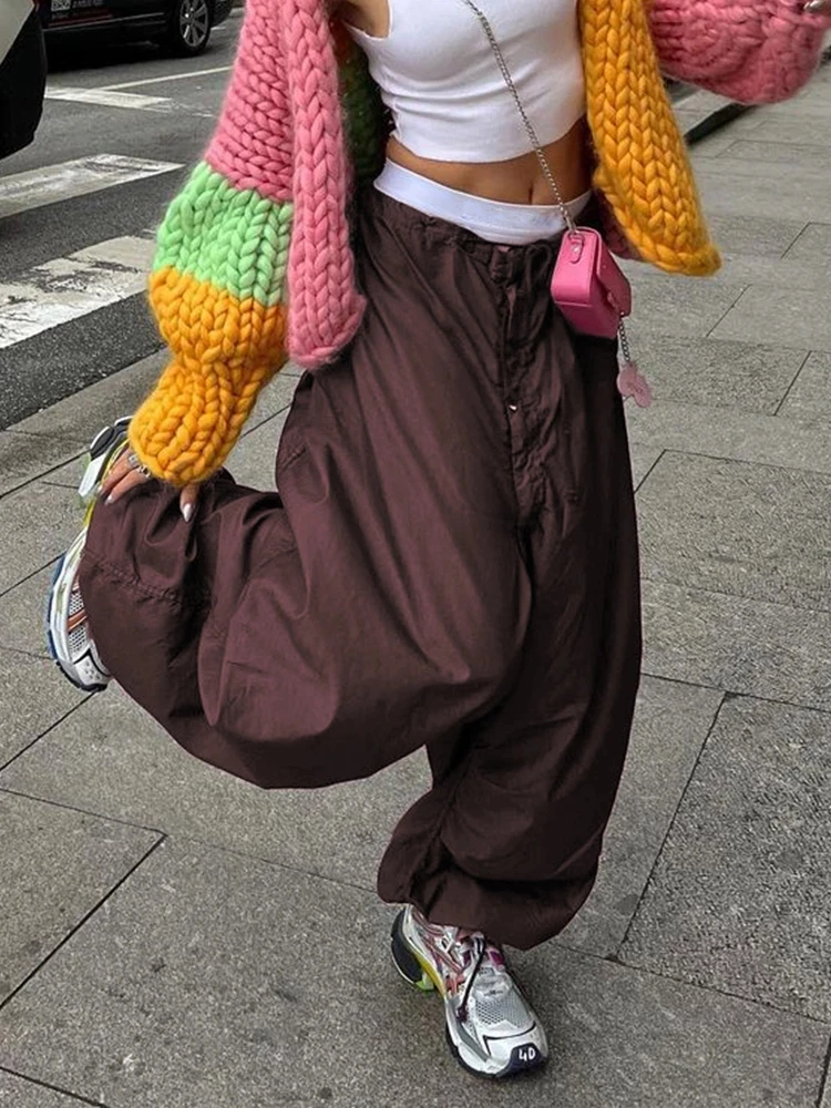 XINBO Summer Fashion Sweatpants Low Rise Casual Capris Stacked Joggers White Trousers Cargo Baggy Pants For Women 2022