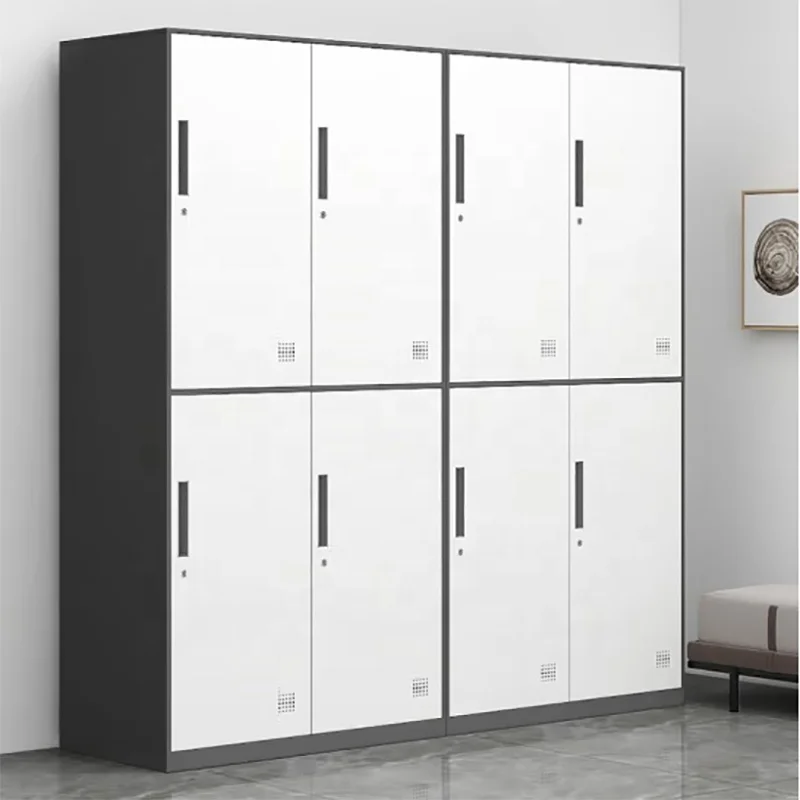 Clothes Cabinet Armoire High Quality 4 Door Steel Wardrobe Design Metal Steel Home Furniture Bedroom Furniture Gray Modern 0.6mm