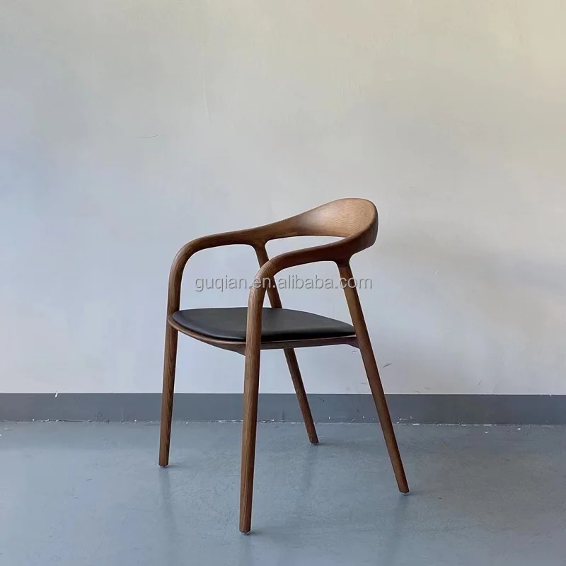 Nordic Designer Classic Wooden Armrest Lounge Chair Modern Chinese Solid Wood Dining Chair Home Restaurant Leisure Furniture Use