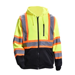 Fonirra ANSI Grade3 pullover high visibility jacket reflective mens hoodies safety sweatshirts