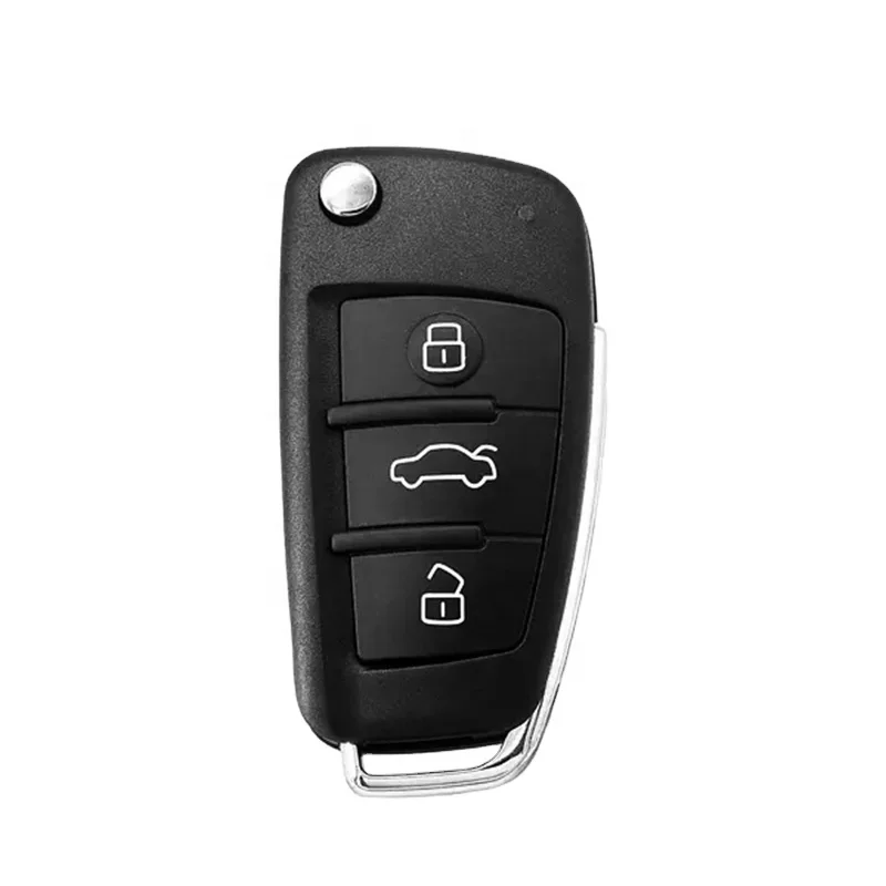 Top Picks Flip Car Key Shell ABS + Metal Black 3 Buttons for Audi A3 A4 A6 A8 Q7 S6 TT Remote Car Key Shell for Locksmith