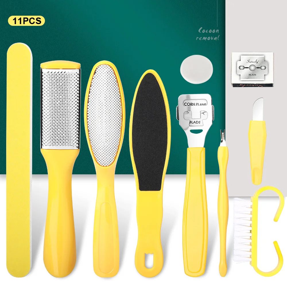 New 11Pcs/Set Foot Care Kit Foot Rasp Dead Skin Remover Pedicure Kit for Men Women  Salon or Home Best Gift