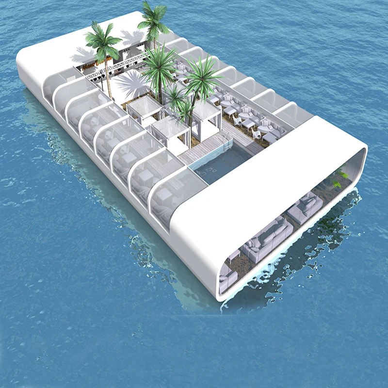 Luxury Water floating Bar  Floating Platform Floating Restaurant Bar Floating Villa Water House Mobile Prefab House On The Water
