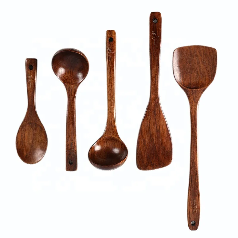 Harmony Hot Selling Wooden Cooking Utensils Natural Kitchen Set Heat Resistant Non Stick Wenge Wooden Kitchen Spatula