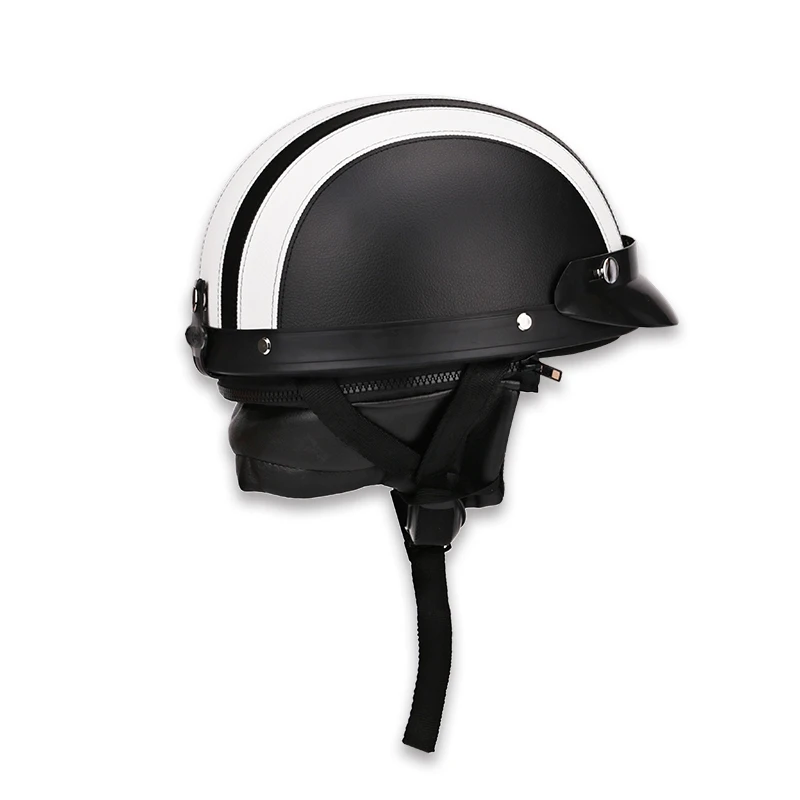 
Military Style Retro Half Pilot Helmet Motorcycle Men Women Leather Vintage 3/4 Open Face Helmet Scooter Bike Moto 