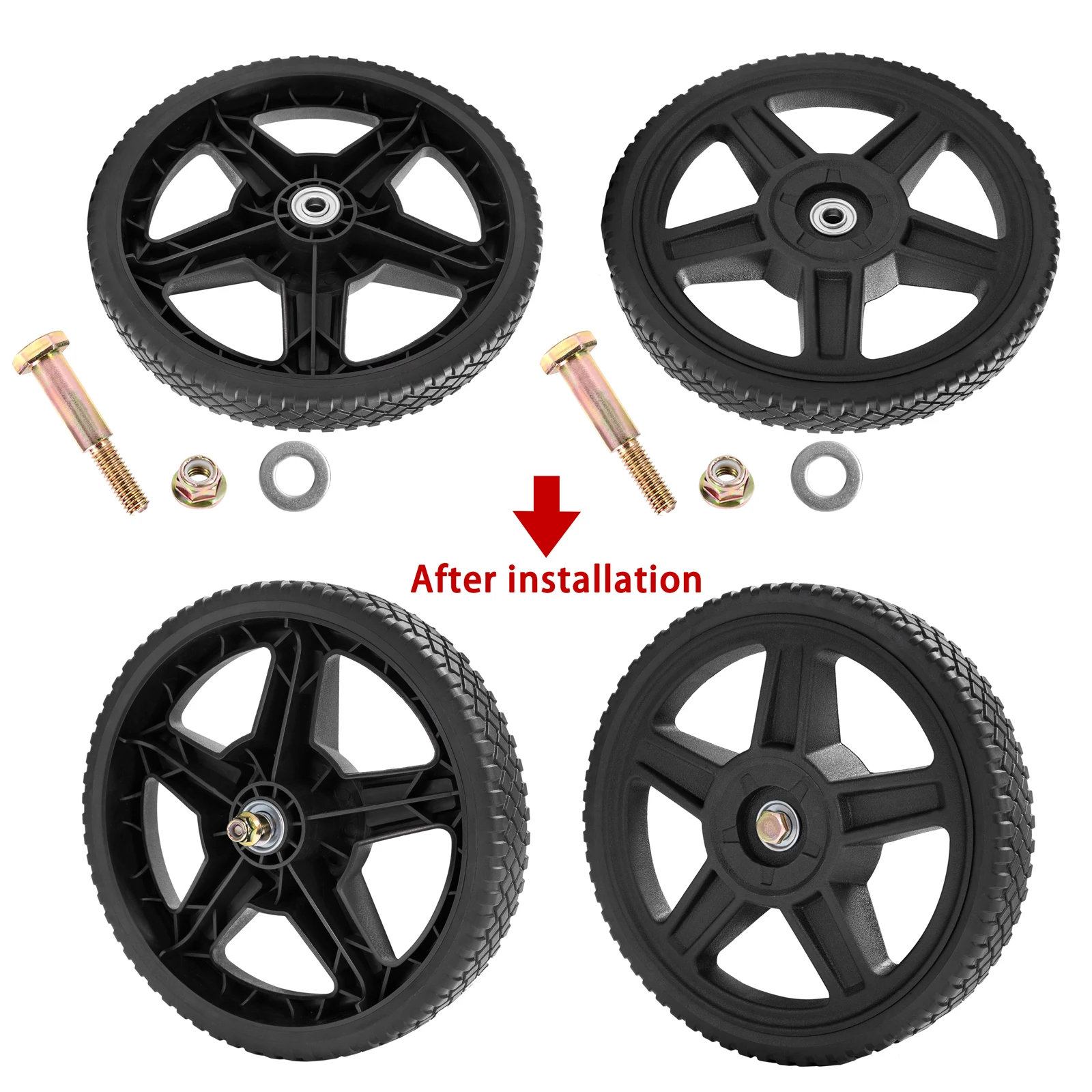 New Arrival Push Mower Wheel 14 inch Universal for Push Mower Time-limited  lawn mower plastic wheel