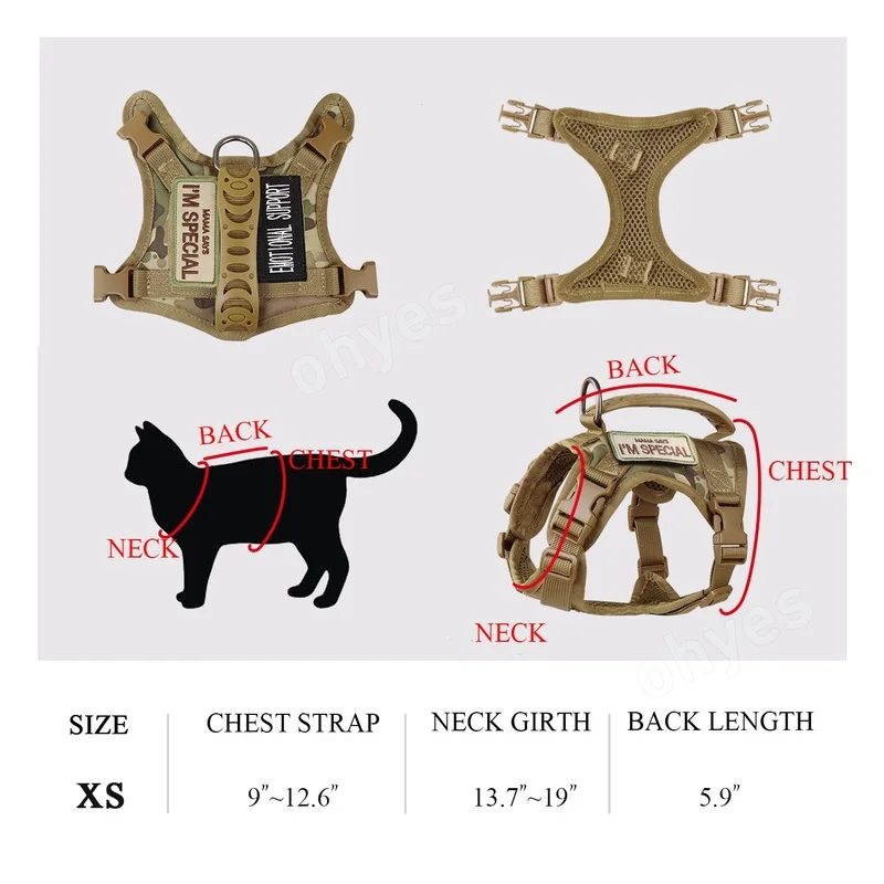 Custom Nylon Tactical Adjustable Pet Cat Harness And Leash Luxury Dog Harness