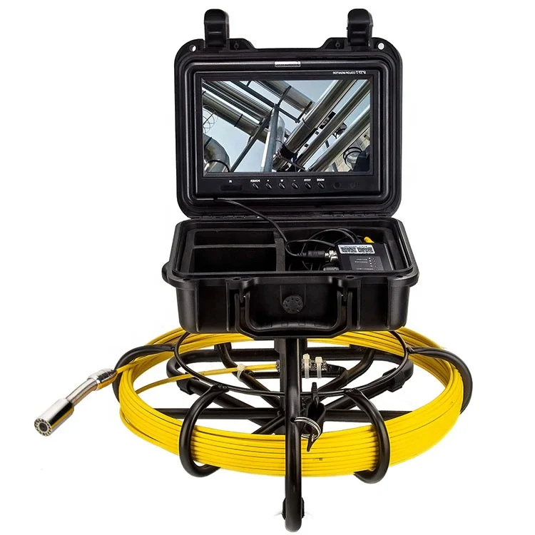 Hot Sale Waterproof IP68 20M Fiberglass Push rod Cable 9 Inch DVR Inspection Camera Used For Sewer Pipe
