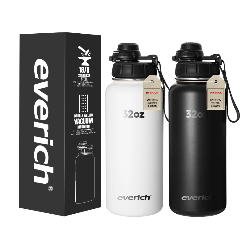 in stock 32oz Eco-friendly big mouth insulated stainless steel water bottle with lid bicycle sport recyclable BPA free