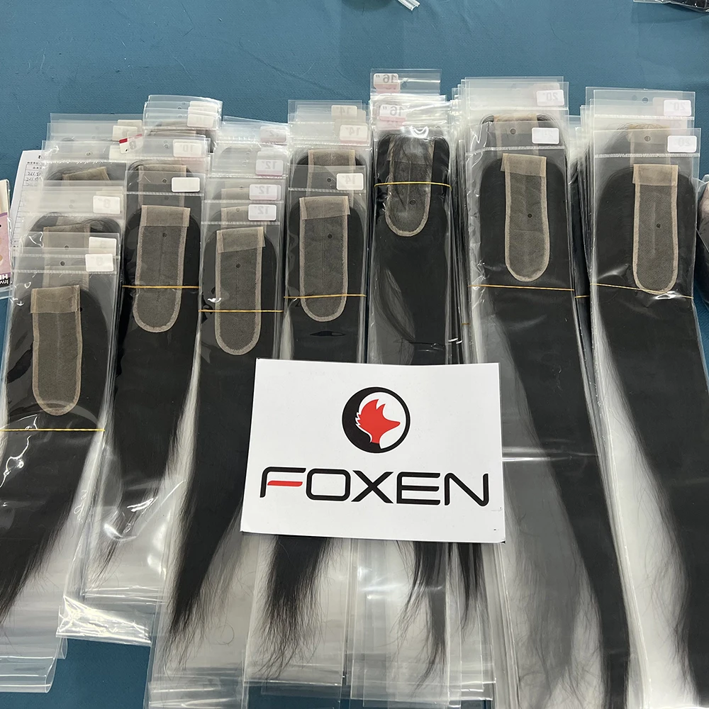 Foxen vendors Wholesale Ready to Ship 2 by 6 closure 8-20 Inch Remy Beauty Brazilian Hair with 2x6 Raw Closures Raw Human Hair