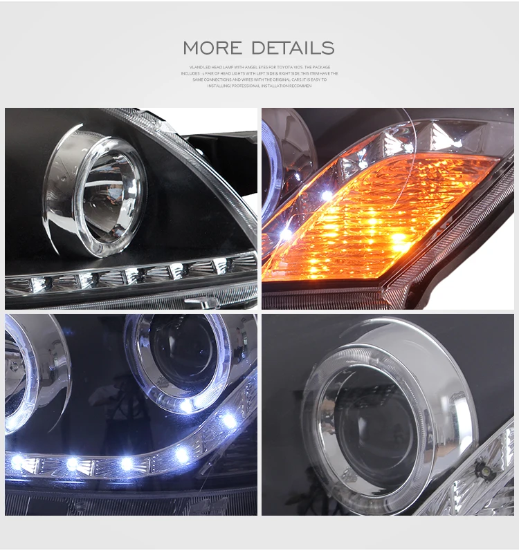 Vland manufacturer for VIOS headlight for 2008 2009 2010 2011 2012 2013 for Vios LED head lamp wholesale price