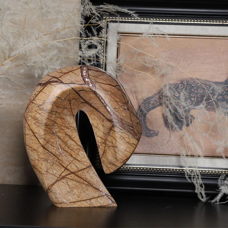 Modern very simple light luxury marble geometric carving nameless model room bedroom cloakroom dressing table decoration