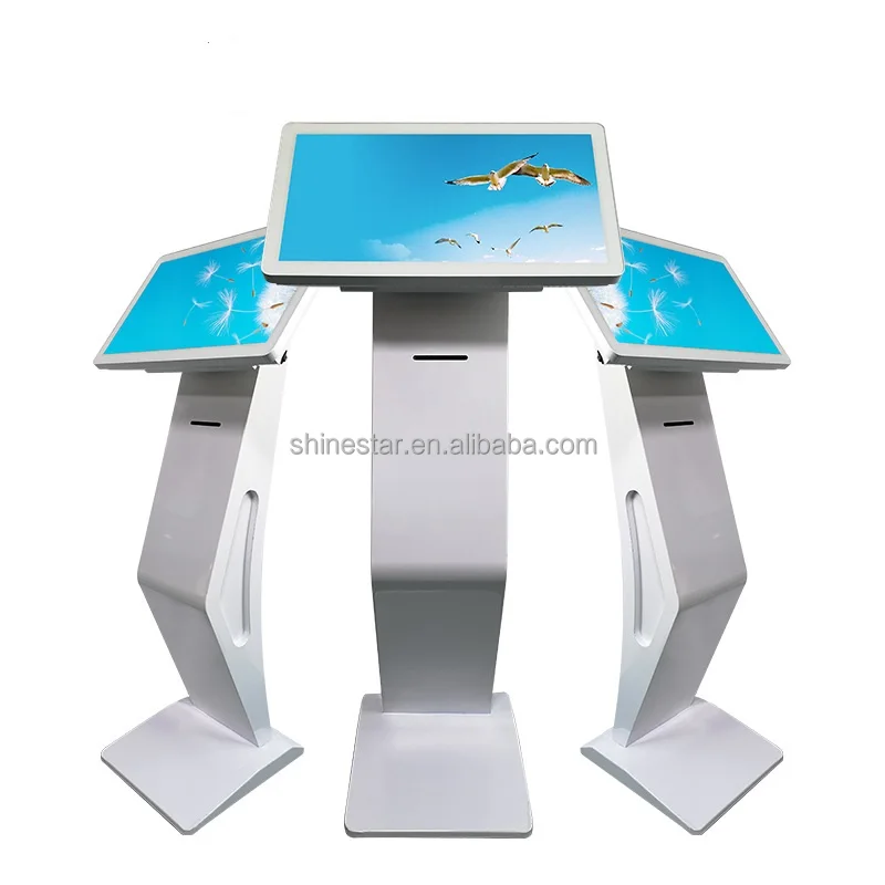 21.5-24 inch Floor stand self-service terminal LCD LED kiosk touch screen with ticket printer and Android Win PC inside